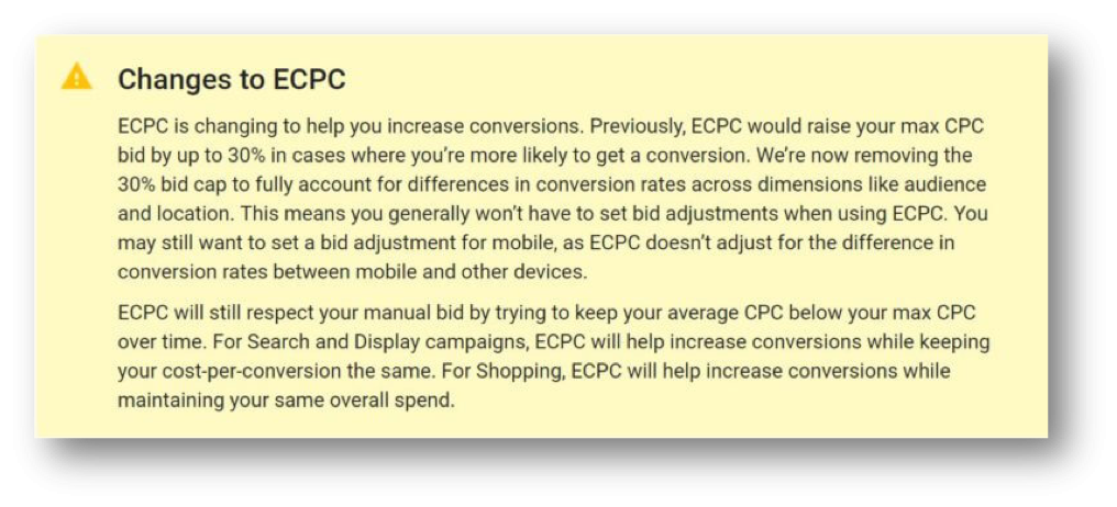 ECPC changes notice