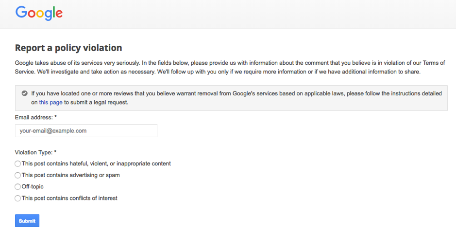 Google policy violation